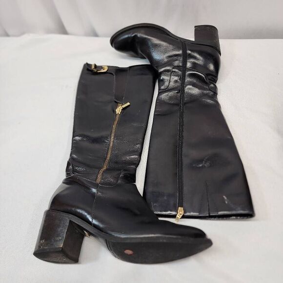 Marruecos Women's 5 Black Leather Knee-High Riding Boots Columbian - Picture 9 of 13